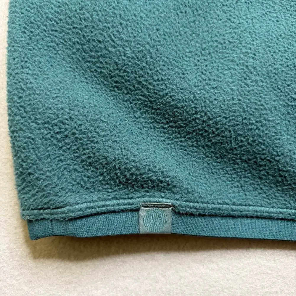 Lululemon Fleece Pullover Mens L Green Half Zip Relaxed Fit Pockets Soft Warm
